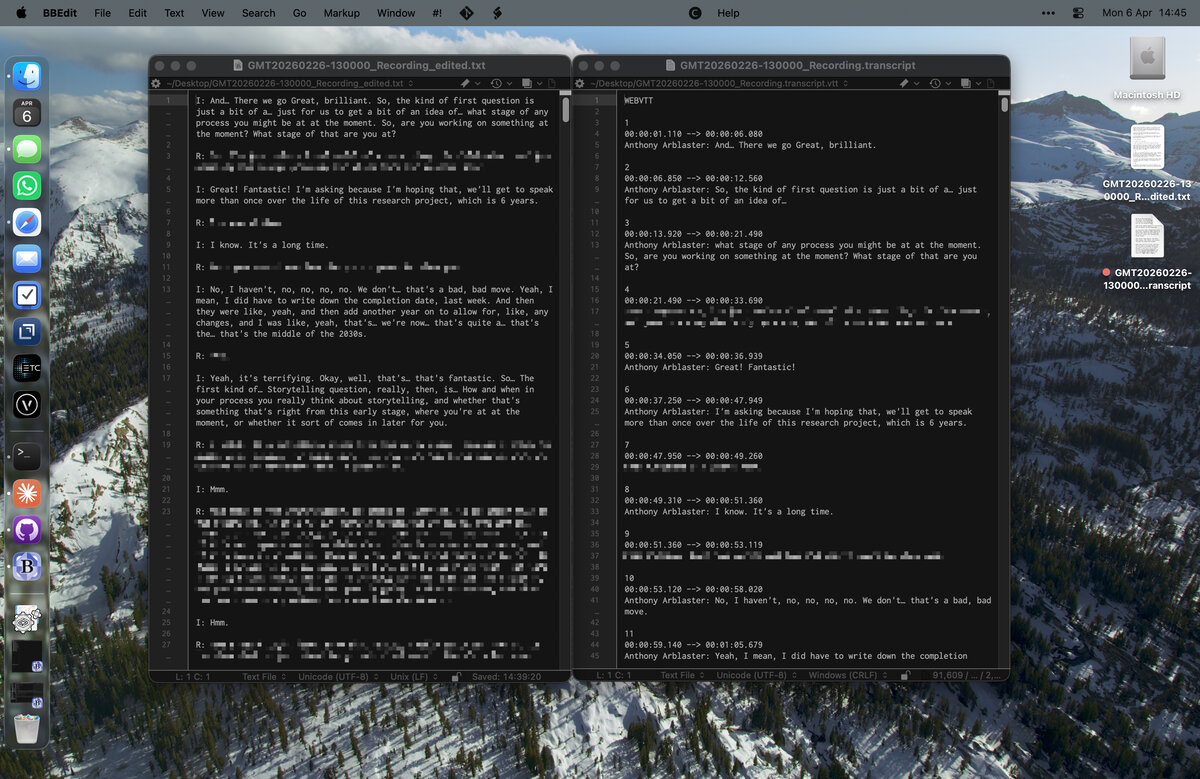 A screenshot of the two text files.